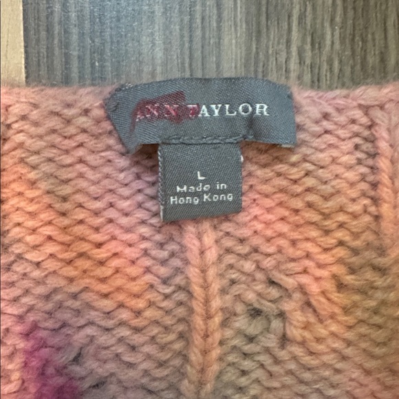 Ann Taylor Angora Tie Dye Soft Vibrant Leaf Open Knit Long Sleeve Sweater L - Picture 7 of 13